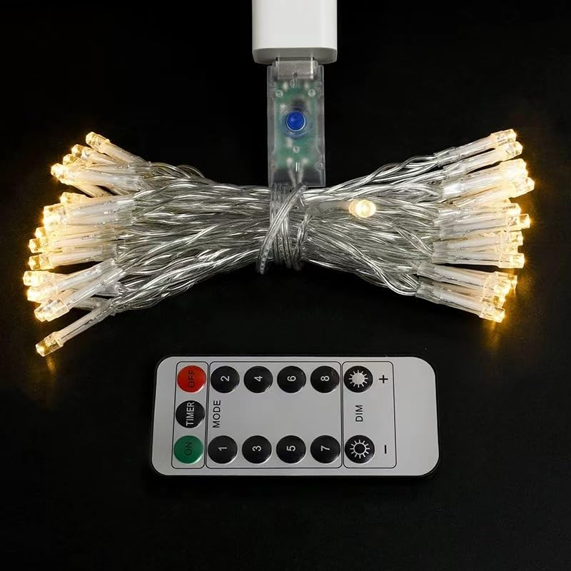 5 Meters 30 LED String Lights with Remote Control, USB Operated, Warm White, 8 Modes, Indoor Outdoor Decorative Fairy Lights for Christmas, Party, Wedding
