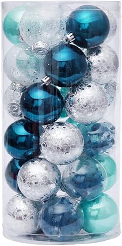 YYCRAFT Delicada pintura y adornos de bolas de Navidad inastillables hechos a mano de 2.2 pulgadas para árbol de Navidad, decoración de Navidad, 30