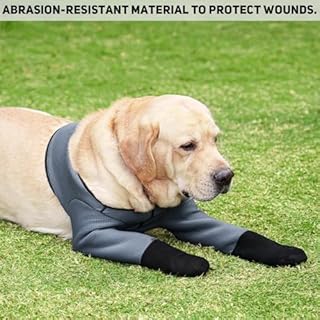 yrenoer Dog Socks & Boots - Waterproof Anti-Licking Paw Protectors with Non-Slip Bottom, Post-Surgery Recovery Sleeves for Wound Protection (Grey, M)