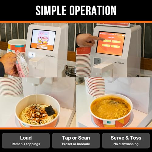 Image of Commercial Self-Serve Ramen Cooker, Instant Ramen Cooking Machine, 8 Touchscreen, One-Tap & QR Cooking, Cloud Menu Updates, ETL Certified for Boba Shops, Convenience Stores & Grocery Stores