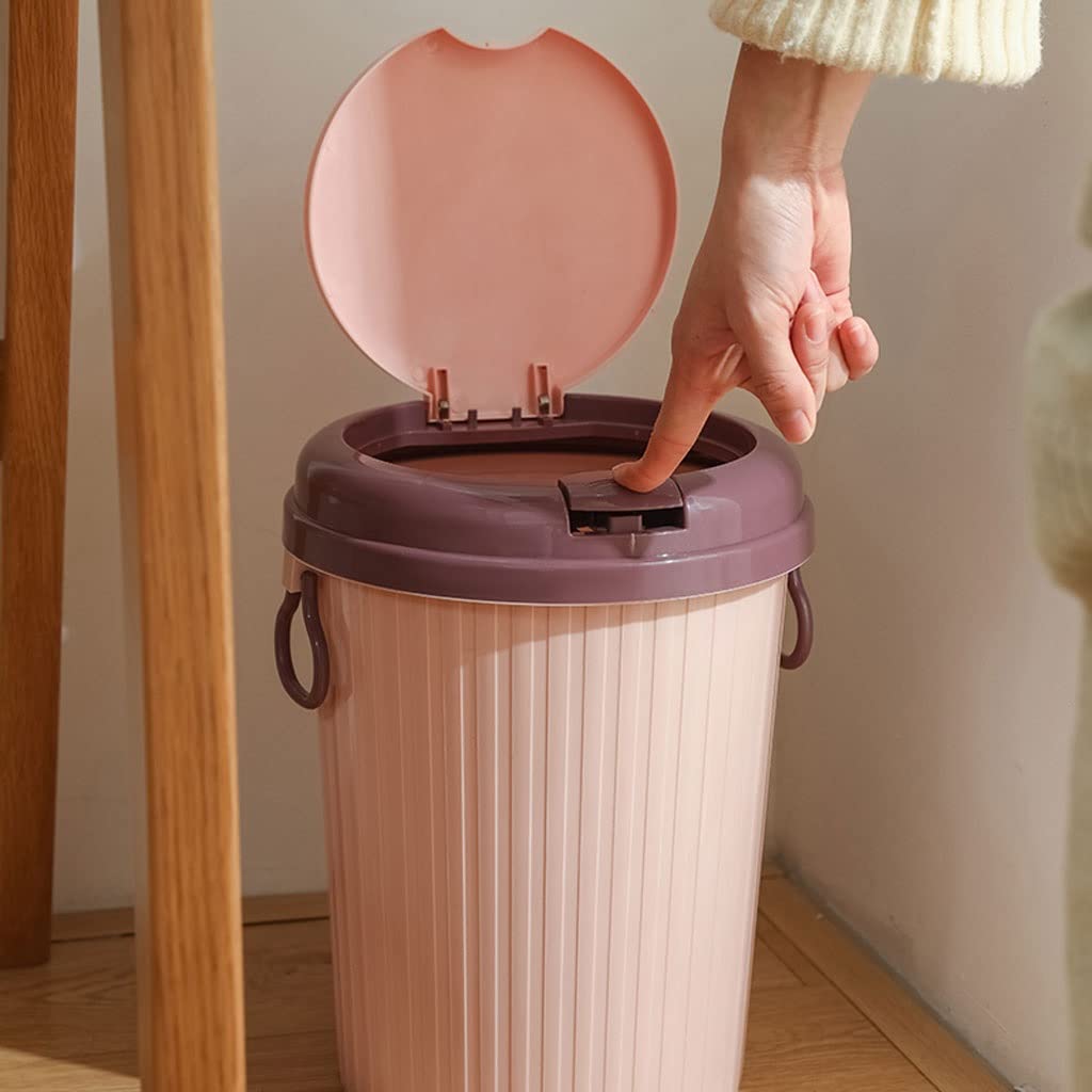 Kosz na Śmieci Sypialni Koszszt na śmieci z pokrywką push, plastikowe śmieci mogą łazienki kosz na śmieci kosza kosz na śmieci z sypialnią na push górną pokrywę Kosz na Śmieci Biura (Color : D, Size