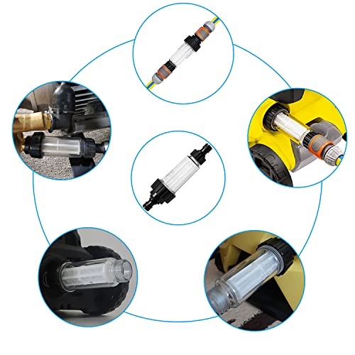 Zestaw filtrów do wody, filtr wstępny wody 3/4" z 6-częściowym wkładem filtracyjnym i 2 szybkozłączkami do myjki ciśnieniowej, nawadniania ogrodu, pompy ogrodowej, przyczepy kempingowej, domu (czarny)