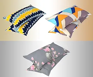 BSB HOME Present Designer Printed 6 Piece 100% Pure Cotton Pillow Cover Set- 20