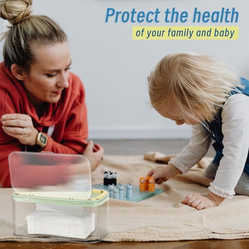 Image of Flenpptly Baby Wipes Dispenser, Large Capacity Wipe Holder, Gold+Green | Wipes Container for Bathroom Keep Wipes Fresh & Easy to Open