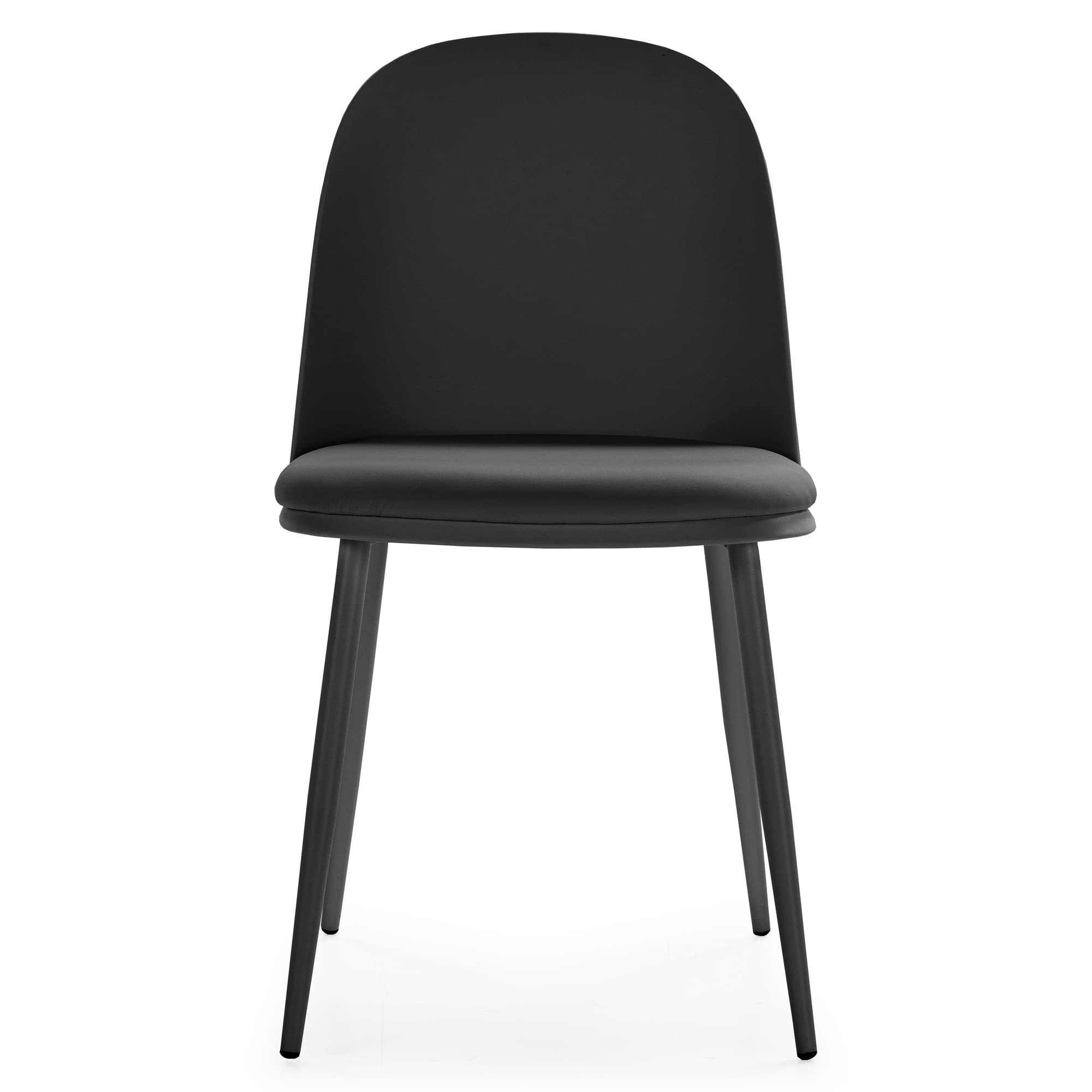 HOMN LIVING Set di 4 sedie Kana Nere, Gambe in Metallo e Sedile Imbottito, 45 cm (Larghezza) 51,5 cm (profondità) 83 cm (Altezza)