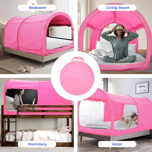 Image of Alvantor Bed Canopy Bed Tents Dream Tents Privacy Space Full Size Sleeping Tents Indoor Pop Up Portable Frame Curtains Breathable Grey Cottage (Mattress Not Included) Reducing Light