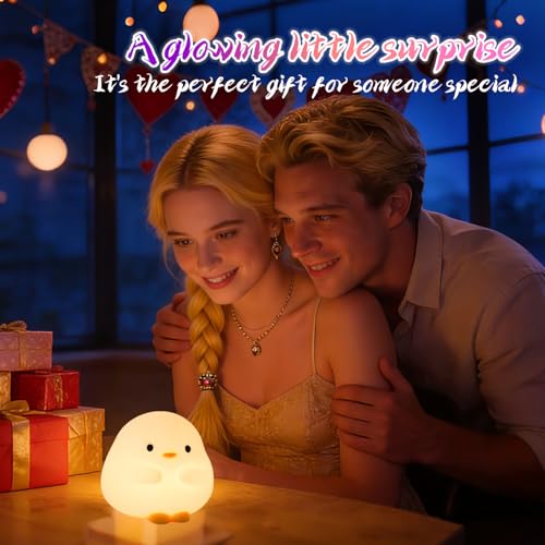 Image of Rytinazzz Silicone Night Light for Baby, 50H Long Battery Duck Lamp, Gift for Kids, Soft Safe Nursery Light, Rechargeable Tap Control, Dimmable Bedside Lamp