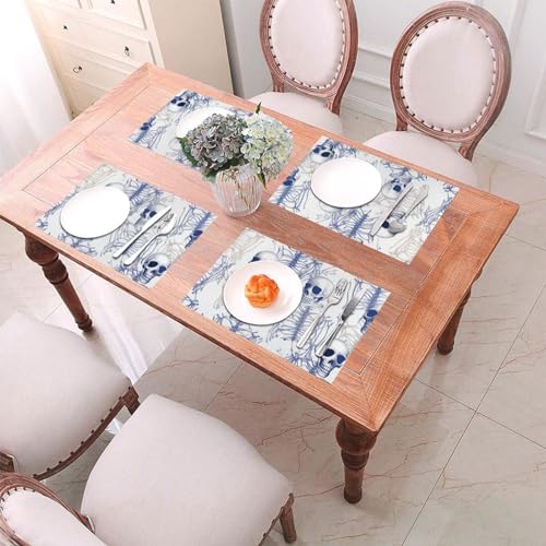 Set de table lavable bleu au motif squelette pour décorer et protéger votre table de repas - 7