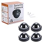 NONMON-Fake-Dummy-Dome-Camera-Homes-Business-Security-CCTV-Cameras-with-Flashing-Red-LED-Light-for-Indoor-and-Outdoor-4-PacksBlack