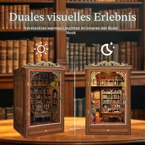Library Book Nook Kit DIY Miniature Dollhouse Kit mit LED-Beleuchtung – Ansicht 3