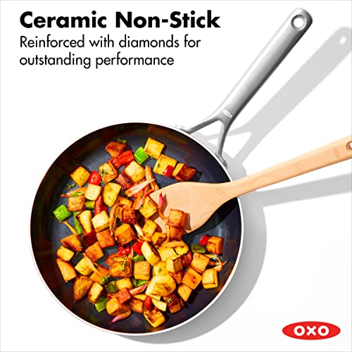 Image of OXO Mira Tri-Ply Stainless Steel PFAS-Free Nonstick, 10 inch Frying Pan Skillet, Induction, Multi Clad, Dishwasher and Metal Utensil Safe