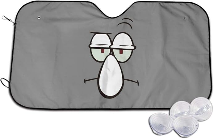 Amazon サンシェード 車スポンジ ボブ キャラ イカルド フェイス イラスト車窓日よけ 車用フロントシェード フロントガラス用 Uvカット 目隠し 日焼け防止 断熱 遮光カーテンテン 車 バイク 車 バイク