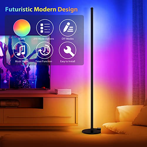 Smart LED Corner Floor Lamp 156cm Tall 16 Million Colour Changing RGB Corner Light with Music Sync, Remote, App Control, Timing, Modern Mood Lighting for Living Room, Bedroom - Image 5