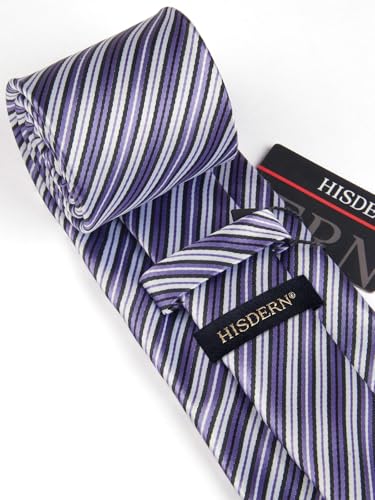 Image of HISDERN Mens Tie Set Classic Woven Ties and Pocket Square Cufflinks Set Formal Business Wedding Neckties Handkerchief