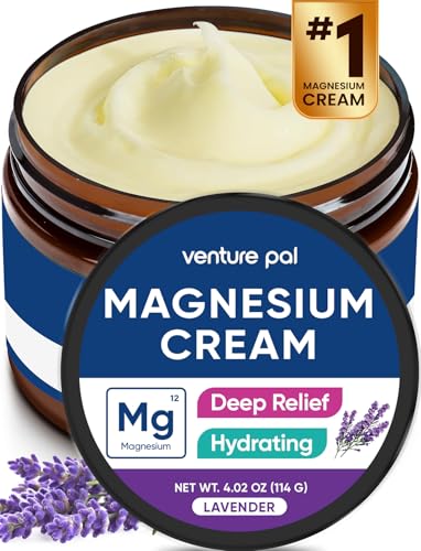 Venture Pal Magnesium Lotion, Topical Magnesium Cream, Leg & Muscle Relaxation with Coconut Oil, Shea Butter & Hyaluronic Acid, Safe for Kids