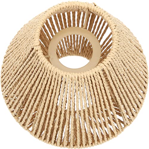 minkissy Rattan Woven Pendant Light Cover Hanging Lamp Shade Replacement Bulb Guard Lamp Cage for Chandelier 19.5 x 15cm