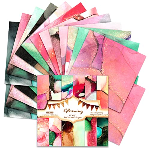 BLEDS Scrapbook Paper, 24 Sheets Craft Scrapbooking Paper Pad 12x12