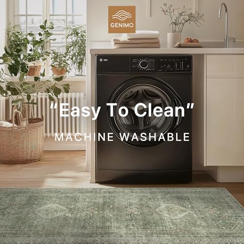 GENIMO 2x5 Non Slip Hallway Runner Rug, Machine Washable, Thin & Low Pile Lightweight for Kitchen, Laundry, Entryway, Bedroom & Living Room
