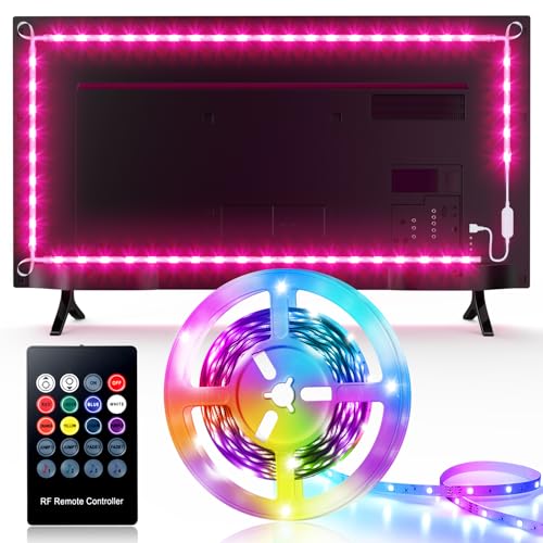 Hoobabuy 4.4M TV LED Strip, USB TV Hintergrundbeleuchtung, RGB LED Streifen für 65 Zoll Fernseher mit Fernbedienung, 4 Musikmodi, 8 Farbwechsel, DIY Dekoration, für Zimmer
