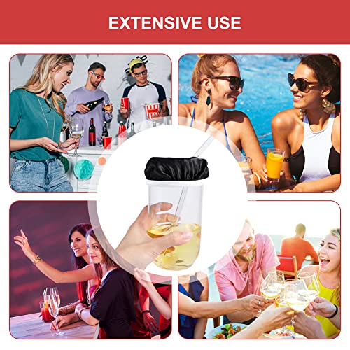 Drink Cover Scrunchies, 16 Pack Drink Covers for Alcohol Protection, Elastic Stain Fabric Drink Cup Cover Protector with Straw Hole for Women Prevent Drink Getting Spiked at Bar