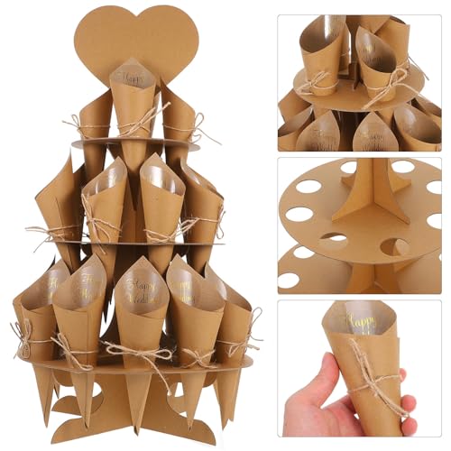 Conos de confeti elegantes para bodas con base rígida de presentación 8