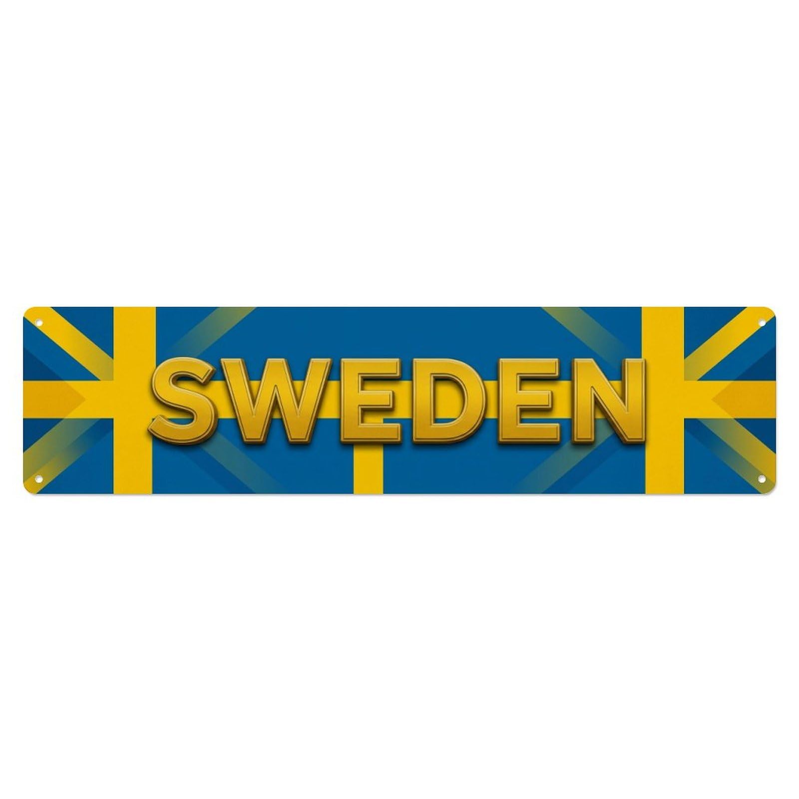 Metal Tin Sign Vintage Sweden Flag Pattern