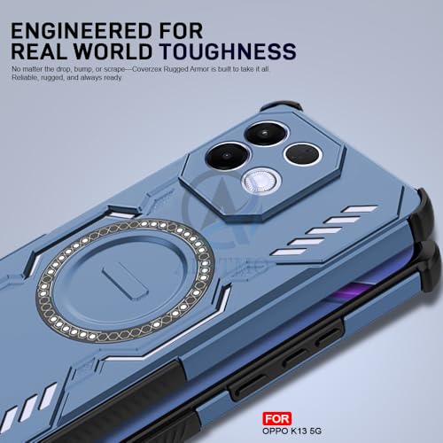 Image of AESTMO Back Case Cover for Oppo K13 5G | Magnetic Case with Built-in Metal Ring | Compatible with MagSafe Accessories | Shockproof Hybrid (PC + TPU) (Blue)