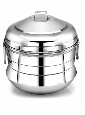 Subaa Stainless Steel Idli Maker/satti/Steamer/Boiler/Cooker/Panai (14 IDLY) Weight 1.400 Kg, Silver