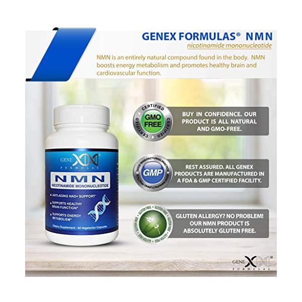 NMN-Stabilized-Form-250mg-Serving-Nicotinamide-Mononucleotide-Direct-NAD-Supplement-More-Stable-Than-Riboside-Works-Best-When-Paired-with-Resveratrol Genex Formulas Supplements 250mg - Stabilized Form (60 Capsules), 99% Pure Supplement Capsules for Increased NAD Levels…