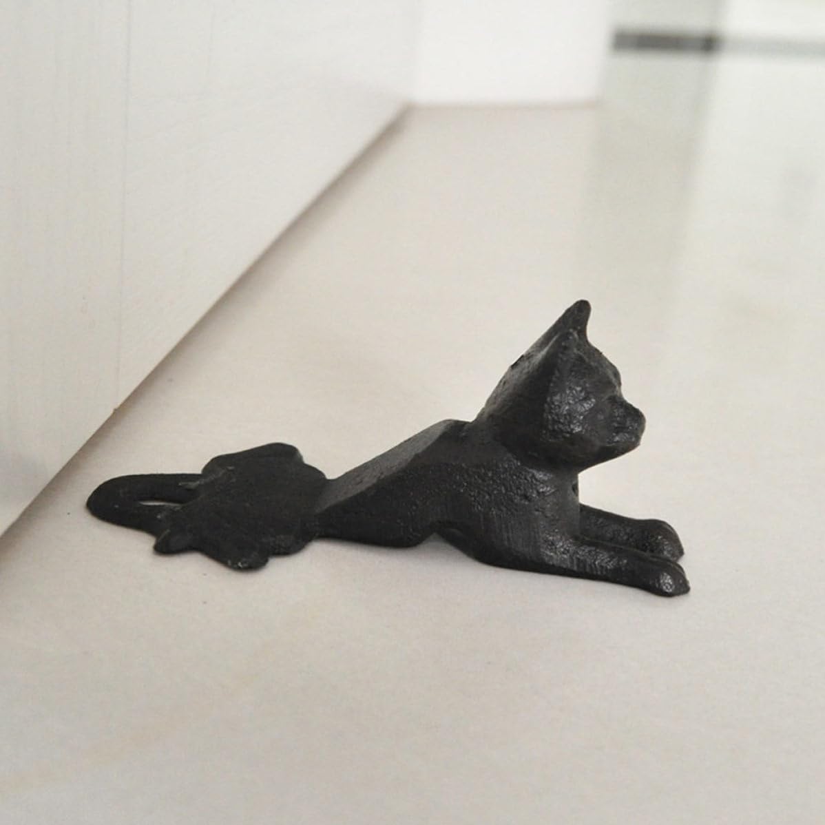 2 Stück Türstopper in Katzenform aus Gusseisen, Schwarz