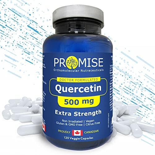 Promise Quercetin Extra Strength 500mg 120 Capsules, Reduce Inflammation, Boost Immunity, Cardiovascular Health, Powerful Antioxidant, Healthy Blood Pressure, Free Radical Defense, Made In Canada
