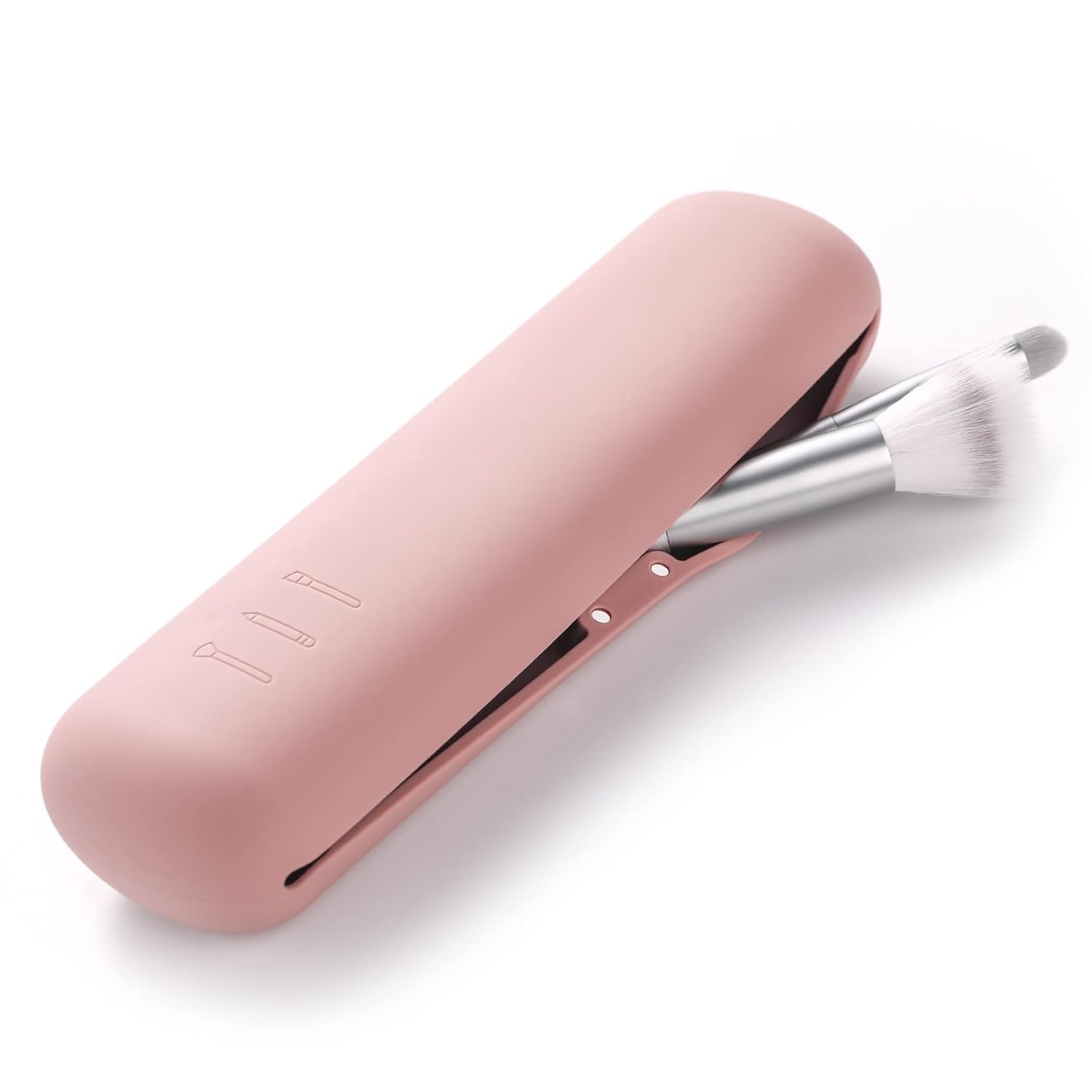 Golden bird Makeup Brush Holder - Silicon Make Up Brush Small Case, Sleek Travel Foundation Brushes Container (Brushes Not Included, Small, Pink, 15 Cm, Makeup Box)-image-43