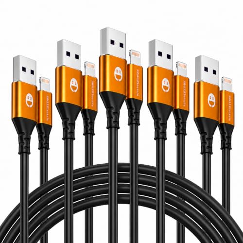 SMALLElectric 5 Pack MFi iPhone Charger 1ft Short Lightning Cable Gold