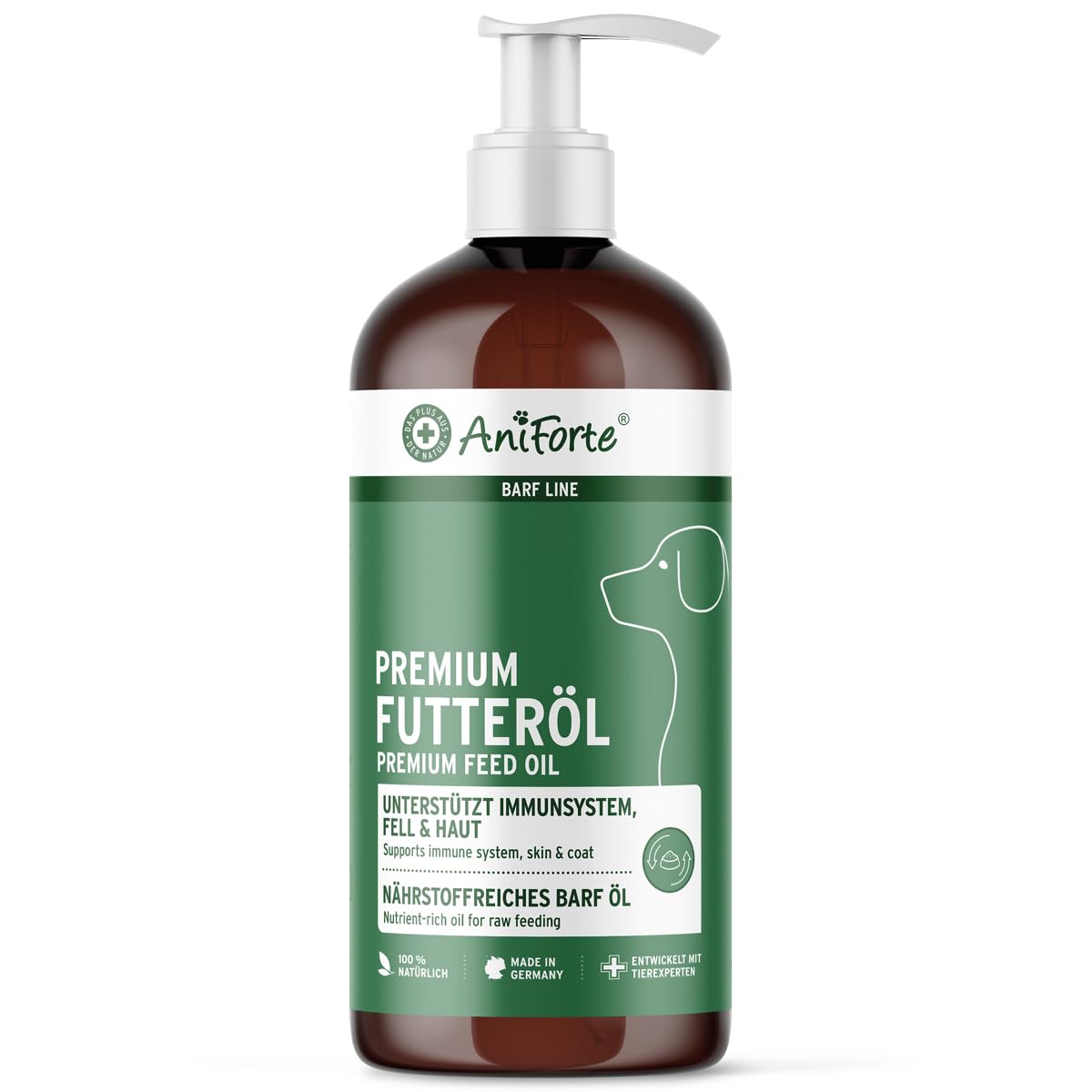 AniForte Barf Futteröl für Hunde 1L – Natürliches, kaltgepresstes Premium Barf Öl, ideale Mischung reich an Omega 3 & Omega 6, Barföl als artgerechter & ausgewogener Barf Zusatz