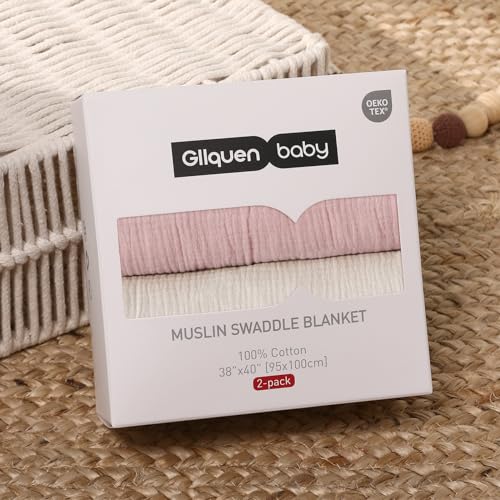 GLLQUEN BABY Baby Blankets for Newborn Soft 2 Pack, Muslin Cotton Baby Boy or Girl Blanket 95x100cm - Image 2