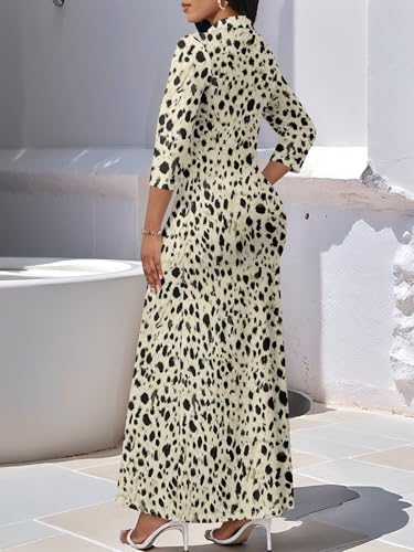 Image of PinkPatty Women's Casual 3 /4 Sleeve Polo V Neck Bodycon Maxi Dress
