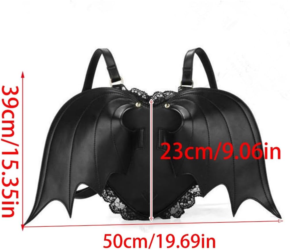Trendy Bat Wing Lace Rucksack with Comfortable Shoulder Straps PU Backpack