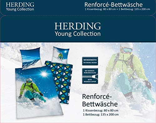 Funda nórdica azul Herding de algodón con almohada para cama de 135x200 8