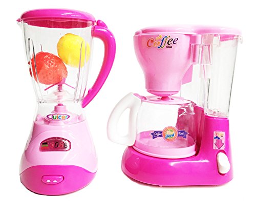 JM Mini Dream Kitchen Appliance Play Toy Set for Kids with Coffee Maker Blender & Tea Pot Accessories
