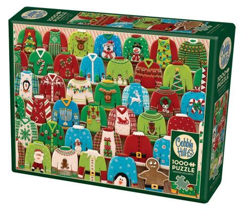 Cobble Hill 1000 Piece Puzzle - Ugly Xmas Sweaters - Sample Poster Included