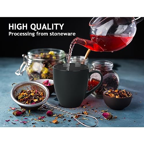 MIAMIO - 6 x 350 ml Stoneware Coffee Mug/Cup Set - Le Papillon Collection (Black), Coffee Mugs (6x) - Image 3