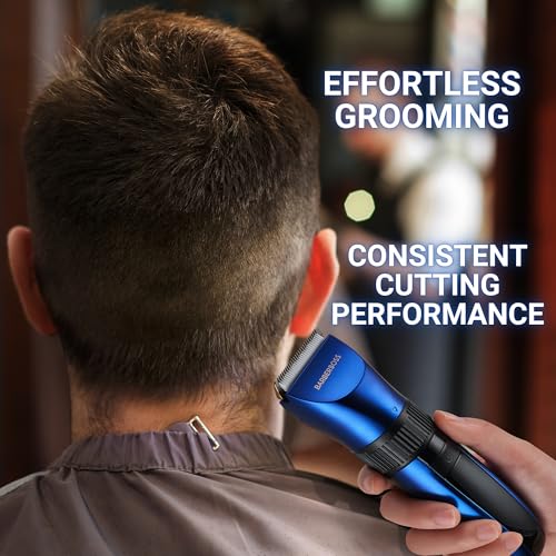 BarberBoss Kabelloser, selbstschärfender Bart- und Haarschneider, wasserdicht, mit Keramikklingen, LED-Display, schnelles Aufladen und 8 farbigen Kamm-Aufsätzen QR-2082