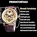 FORSINING Luxury Men's Watch with Moon Phase & Tourbillon, Retro Skeleton Hollow Self-Wind Mechanical Wristwatch, Leather Belt Automatic Movement Men Watches, Gold Gold
