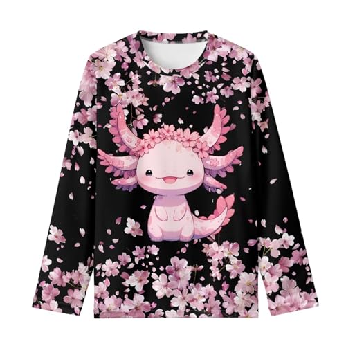 Image of Girls Cartoon Print Long Sleeve Graphic Tee Casual Crew Neck T-Shirts for 3-16 Years Little Girls
