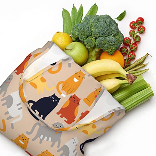 Woaidy Cat Pattern Reusable Grocery Bags Durable Foldable Shopping Totes For Everyday Use #TOP4