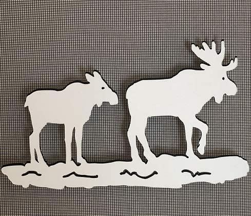 DCentral Two Moose Flexible Screen Magnet: Double-Sided Decor; for Non-Retractable Screens, Multipurpose, Helps to Stop Walking into Screens, Covers Small tears in Screens, Size L 5.2" x W 8.7"