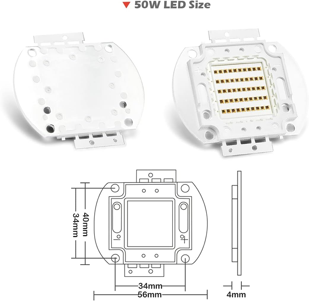 CHANZON High Power Led Chip 50W Infrared (IR 850nm / Input 1500mA / DC 14V - 16V / 50 Watt) SMD COB Light Emitter Diode Components 50 W Night Vision Bulb Lamp Beads for DIY Lighting/CCTV Cameras