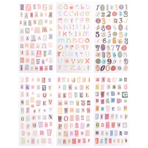 6 Feuilles Autocollant de Scrapbooking, Graffitis Lettres de l'Alphabet et Chiffres Autocollants pour scrapbooking Journal Album Loisirs Créatifs