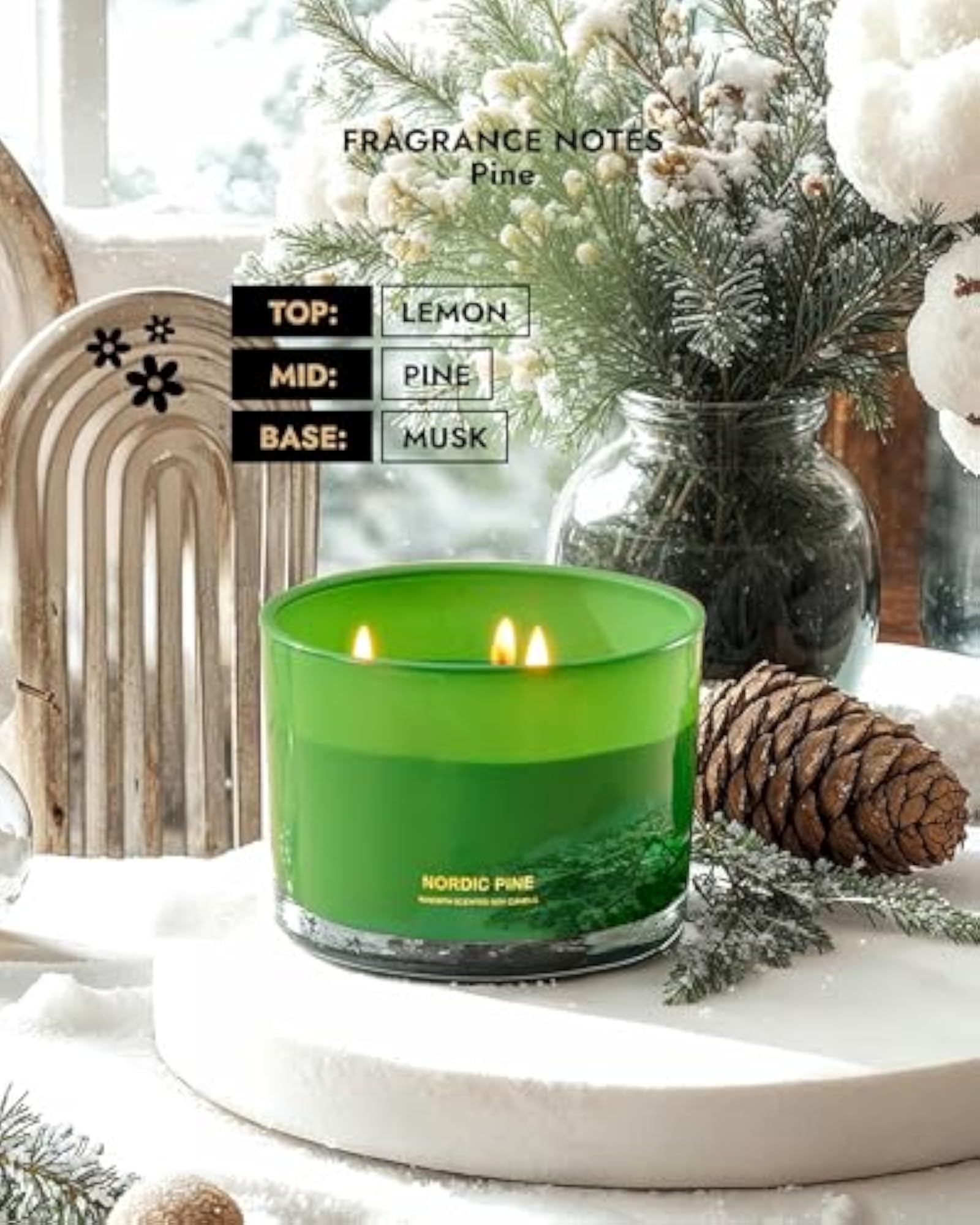 Luxury Pine Soy Candle, Large 3 Wick Jar Candle
