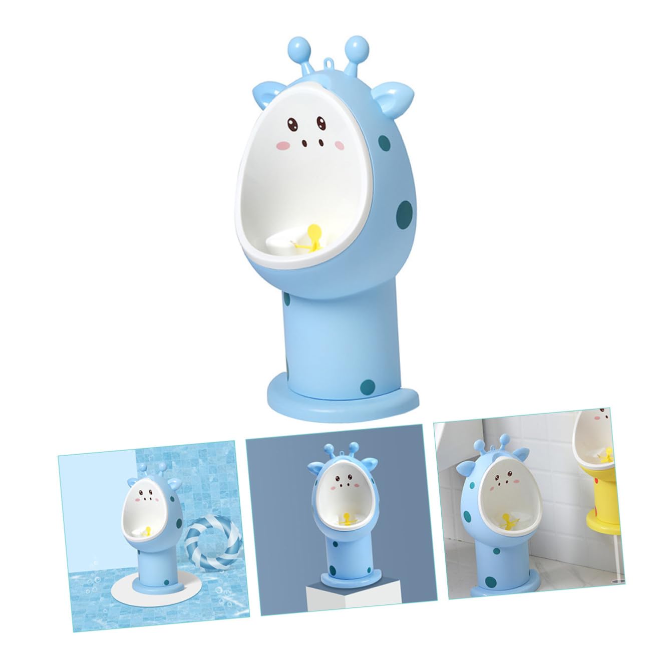 Height Boys Potty Training Urinal with Anti-Splash Design and Cartoon Giraffe Pinwheel Wall-Mount Hanging Toilet Trainer for Toilet Training
